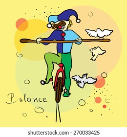 Hand-drawn illustration with harlequin - balancer