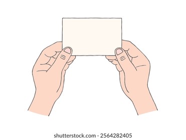 Hand-drawn illustration of holding a card with both hands