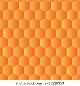 Hand-drawn illustration of a honeycomb background in a warm and natural artistic style. Seamless hexagonal pattern inspired by real honey cells, symbolizing nature, beekeeping, and organic production