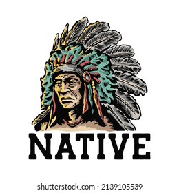 a hand-drawn illustration of indian chief