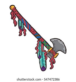 The hand-drawn illustration of the Indian tomahawk