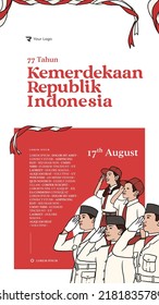 Handdrawn illustration Indonesian independence day for social media post or banner