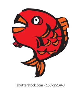 Hand-drawn illustration of jumping snapper.