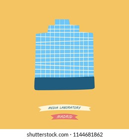 Hand-drawn illustration of laboratory for open cultural projects located in central Madrid, Spain