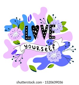 Love Yourself Quote Black White Lettering Stock Vector (Royalty Free ...