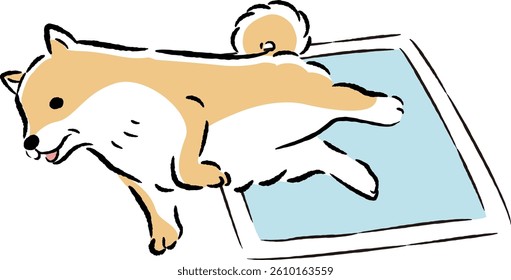 Hand-drawn illustration of a loose and cute dog and pet supplies. A rough and stylish impression. Vector illustration.