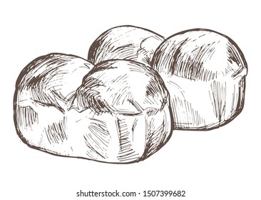 Hand-drawn illustration material: bread, bread de mi