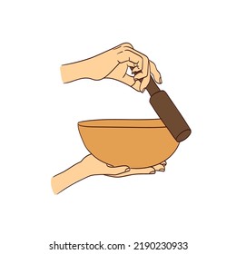 hand-drawn illustration of a meditation object, Tibetan sound bowl