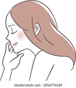 Hand-drawn illustration of a natural adult woman