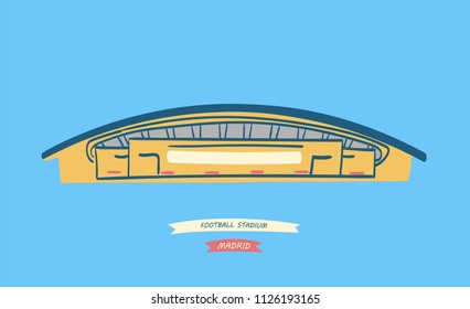 Hand-drawn illustration of the new spanish football stadium located in Madrid