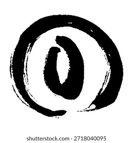 Hand-drawn illustration of the number zero with a brush stroke