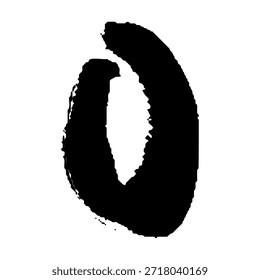 Hand-drawn illustration of the number zero with a brush stroke