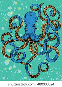 Hand-drawn illustration octopus.