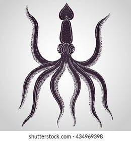 Hand-drawn illustration octopus vector