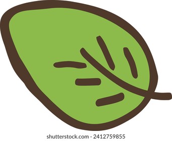 Hand-drawn illustration of one cute green leaf