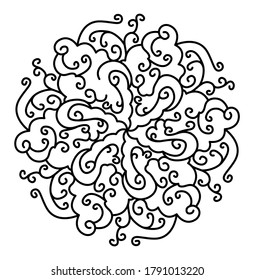 A hand-drawn illustration of a ornate filigree mandala.