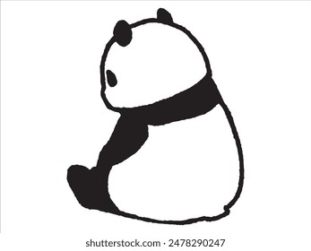 Hand-drawn illustration of a panda looking back