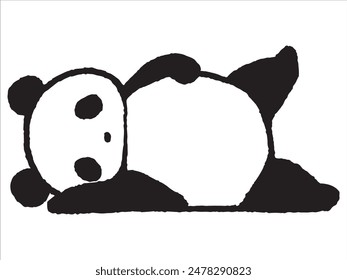 Hand-drawn illustration of a panda lying down