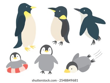 Dibujado a mano ilustración de pingüino padre e hijo