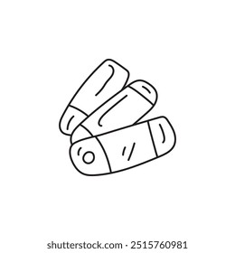 Hand-drawn illustration of a pocket knife. Simple black and white line art of a camping or survival tool. Concept of outdoor adventure and preparedness.