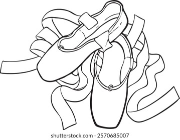 Hand-drawn illustration of pointe shoes