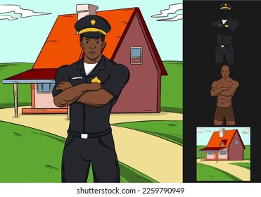 handdrawn illustration of a police character