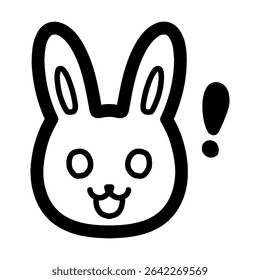 Hand-drawn illustration of a rabbit character with a surprised expression.