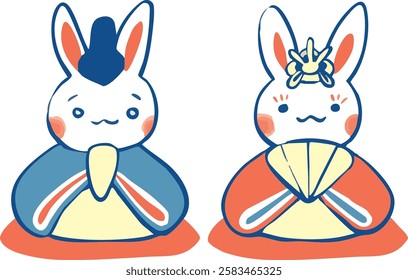 A hand-drawn illustration of the rabbit Emperor and Empress.