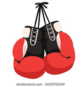 Hand-drawn illustration of red boxing gloves, essential gear for boxing, used in training and matches. Sketch-style drawing on clean background, ideal for sport, fitness, or retro-themed designs.