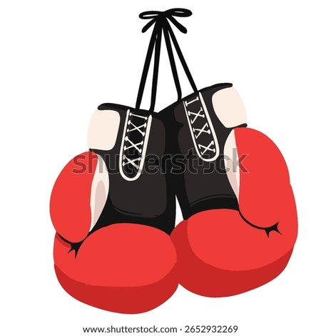 Hand-drawn illustration of red boxing gloves, essential gear for boxing, used in training and matches. Sketch-style drawing on clean background, ideal for sport, fitness, or retro-themed designs.