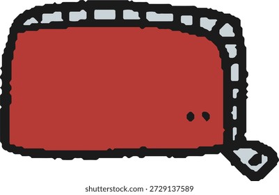 Ilustração desenhada à mão da carteira vermelha