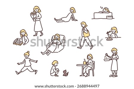 Hand-drawn illustration: Relaxation time set