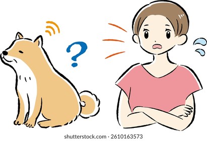 A hand-drawn illustration of a relaxed and cute senior dog. A rough and stylish impression. Vector illustration.