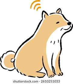 A hand-drawn illustration of a relaxed and cute senior dog. A rough and stylish impression. Vector illustration.