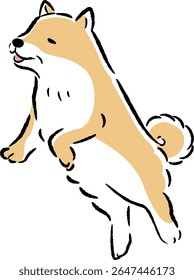 A hand-drawn illustration of a relaxed and cute senior dog. A rough and stylish impression. Vector illustration.