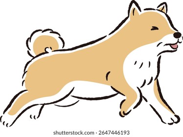 A hand-drawn illustration of a relaxed and cute senior dog. Perfect for creating a rough and stylish impression. Vector illustration.