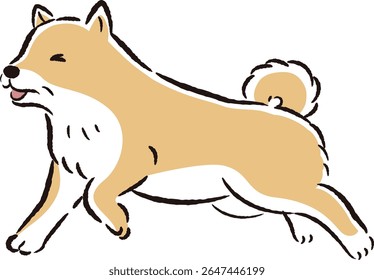 A hand-drawn illustration of a relaxed and cute senior dog. Perfect for creating a rough and stylish impression. Vector illustration.