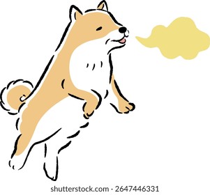 A hand-drawn illustration of a relaxed and cute senior dog. A rough and stylish impression. Vector illustration.