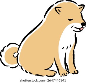A hand-drawn illustration of a relaxed and cute senior dog. A rough and stylish impression. Vector illustration.