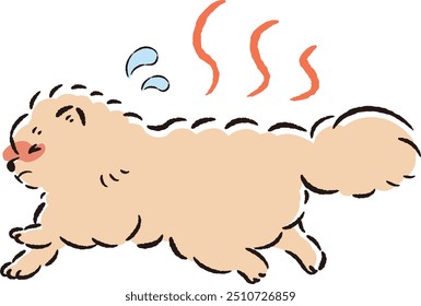 Hand-drawn illustration of a relaxed displeased dog. A rough and stylish impression. Vector illustration.