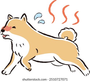 Hand-drawn illustration of a relaxed displeased dog. A rough and stylish impression. Vector illustration.