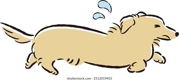 Hand-drawn illustration of a relaxed displeased dog. A rough and stylish impression. Vector illustration.