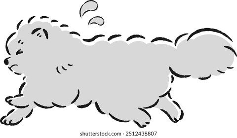 Hand-drawn illustration of a relaxed displeased dog. A rough and stylish impression. Vector illustration.