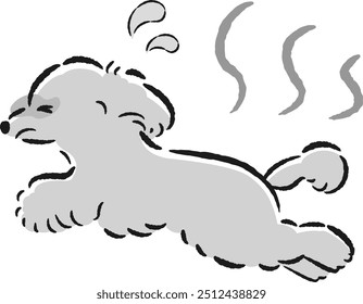 Hand-drawn illustration of a relaxed displeased dog. A rough and stylish impression. Vector illustration.