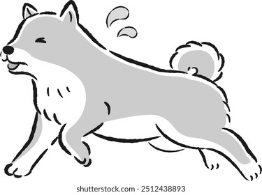 Hand-drawn illustration of a relaxed displeased dog. A rough and stylish impression. Vector illustration.