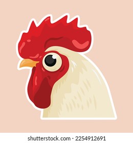 Ilustración hecha a mano de una cabeza de gallo, cabeza de gallo de dibujos animados