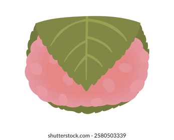 Hand-drawn illustration of sakuramochi seen from the front