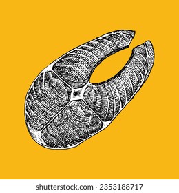 Hand-drawn illustration of Salmon Fillet, vectorie