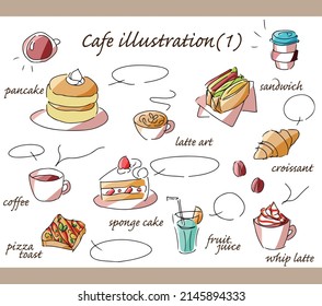 Hand-drawn illustration set of cafe　menu