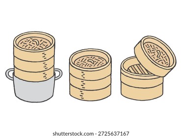 Conjunto de ilustración dibujado a mano de vaporizador de bambú